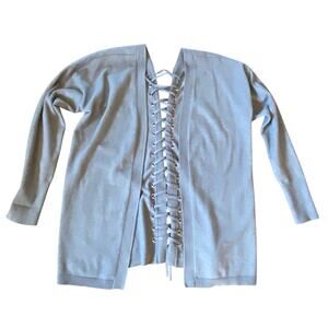 Marled Reunited Clothing Gray Sweater Cardigan Lace Up Womens Size Large
